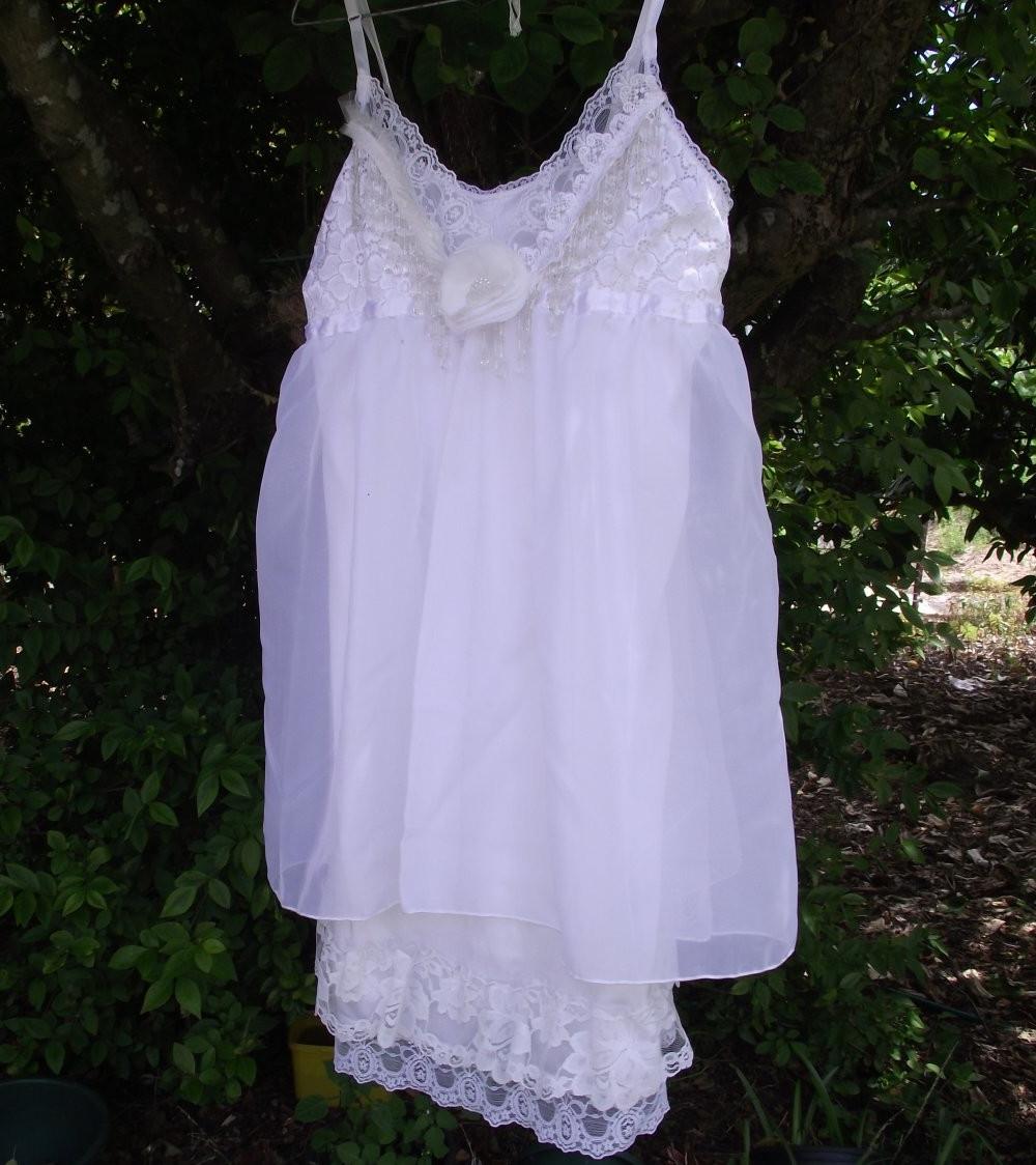 Slip dress..white..bridal.wedding.lace and chiffon. From laceandluxuries