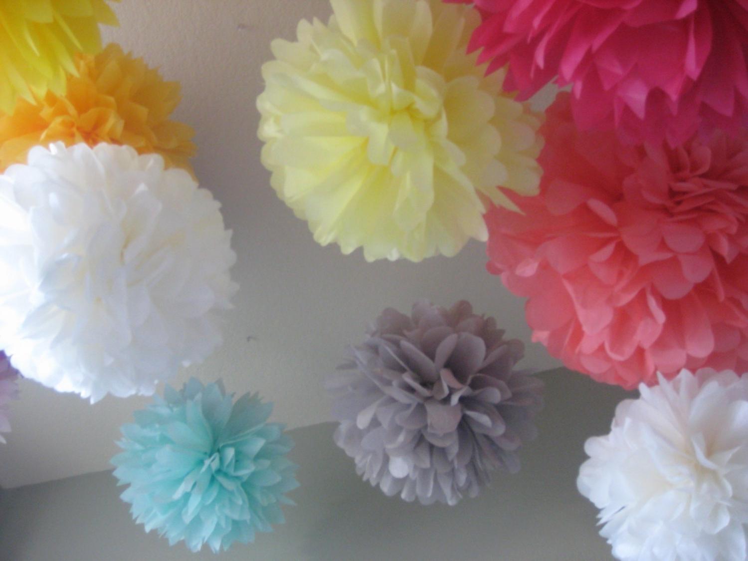 Free Ship - 40 Tissue Pom - Custom DIY Pick Your Colors - Wedding Decoration