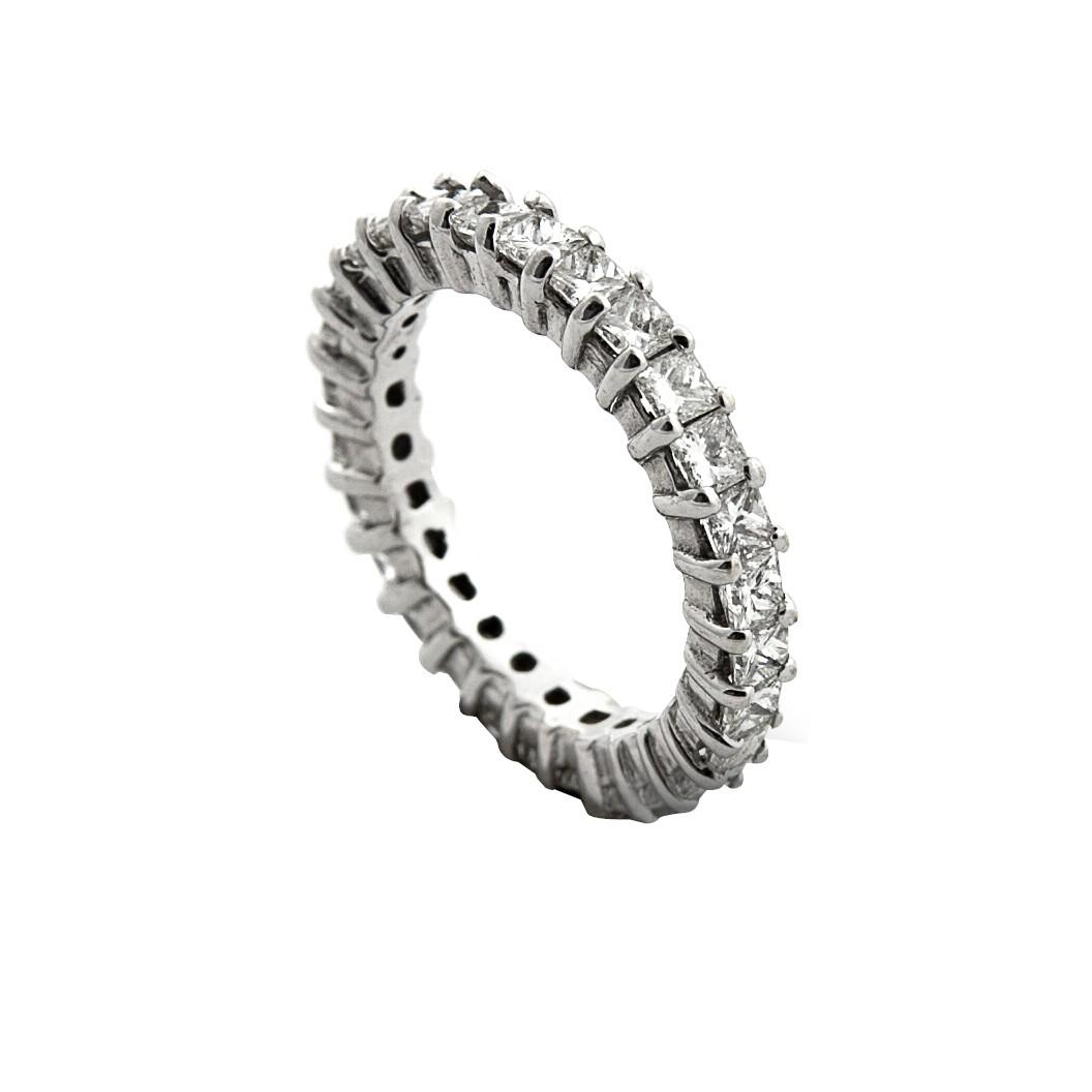 DIAMOND PRONG SET PRINCESS CUT ETERNITY BAND, 2.45CTTW IN 14K WHITE GOLD