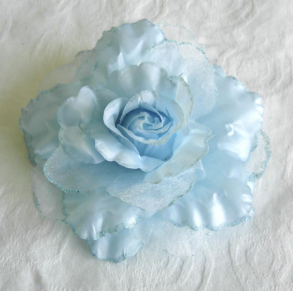 Large Blue Rose Hair Clip   Brooch Combination. From stellasjewelry