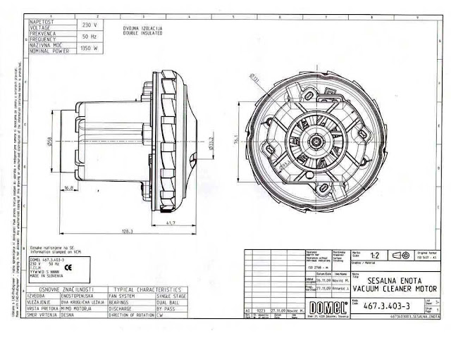 Motore aspiraliquidi Vetrella, Polti, Hoover 1350W PM77 - 1
