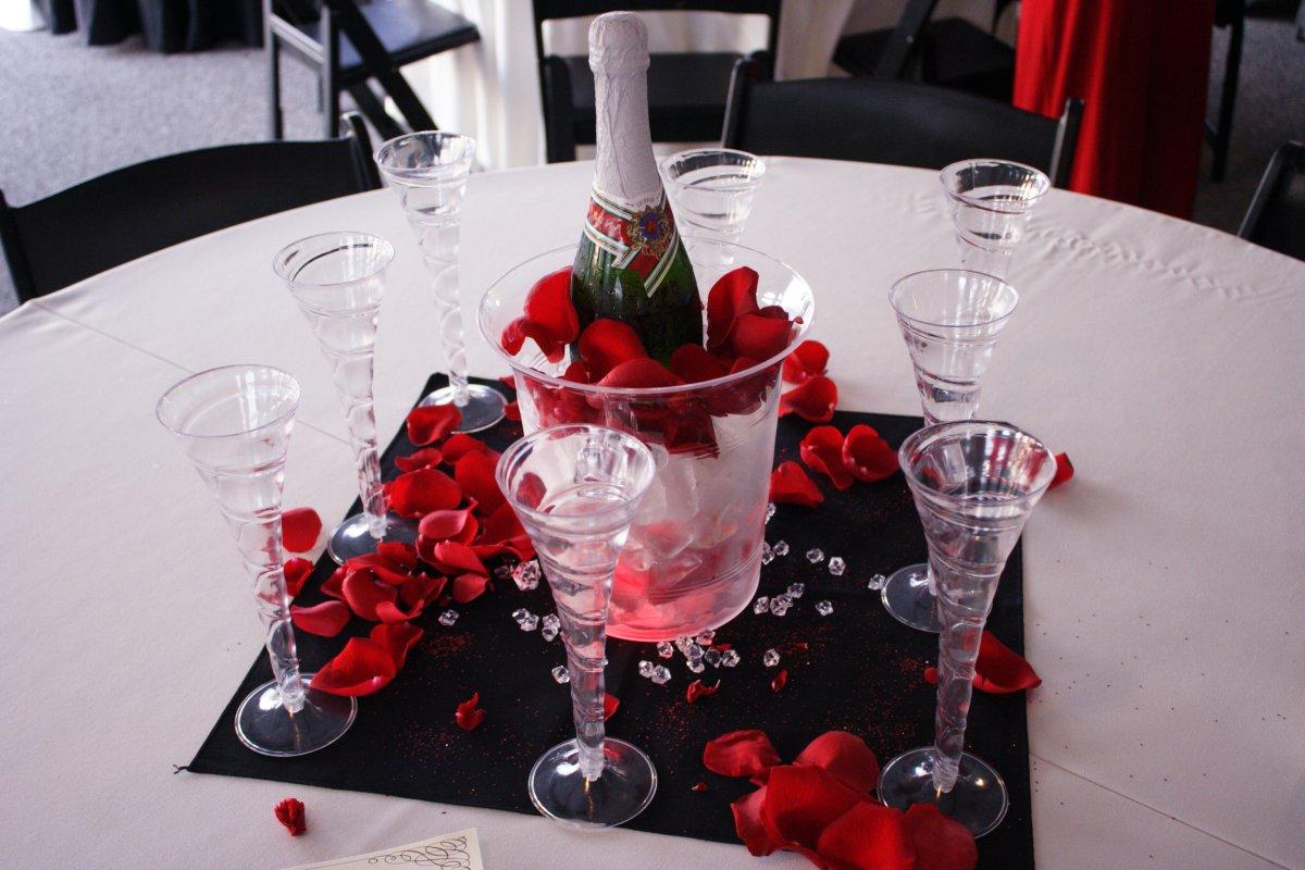 lighted champagne centerpieces