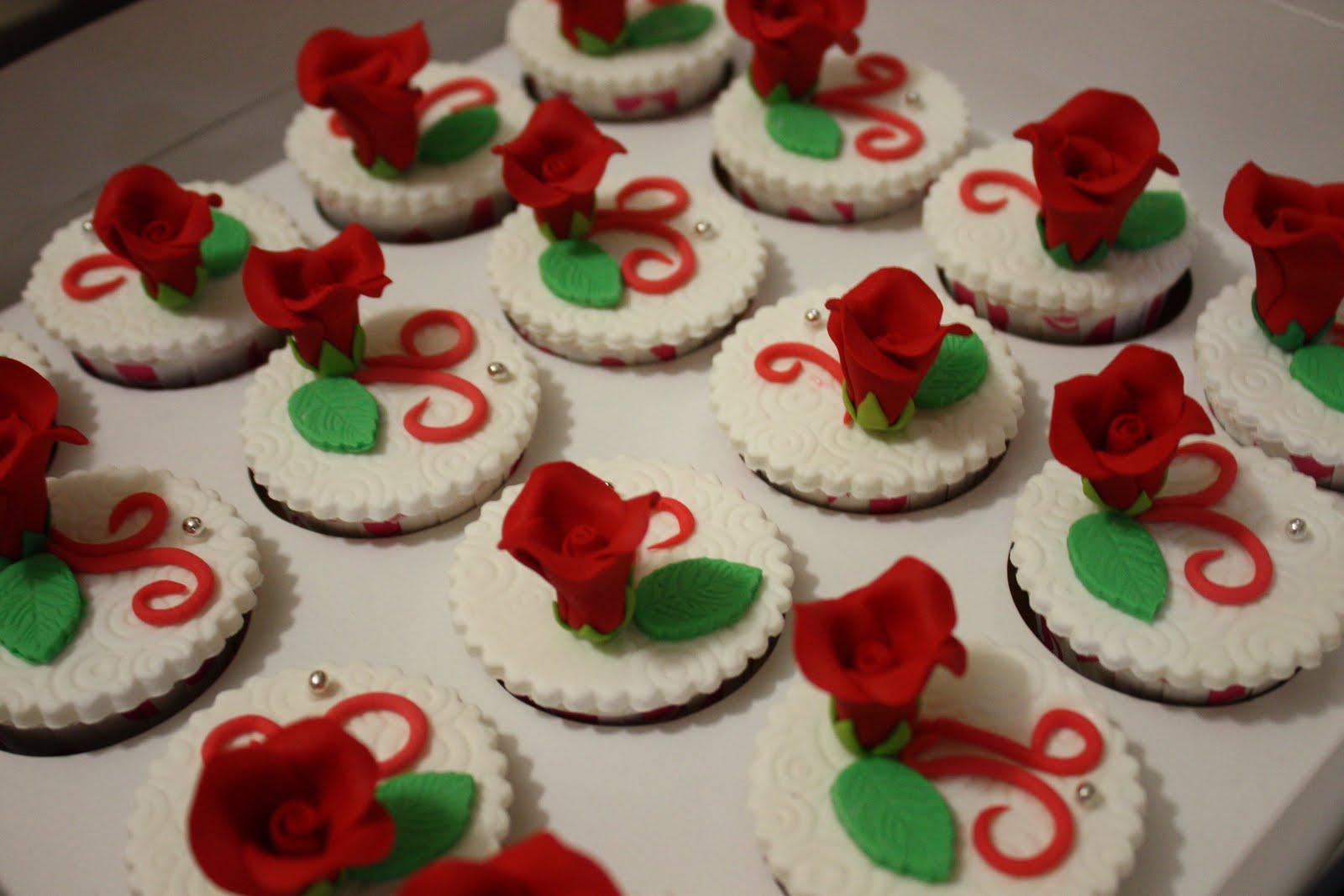 Red and White Wedding Cupcakes