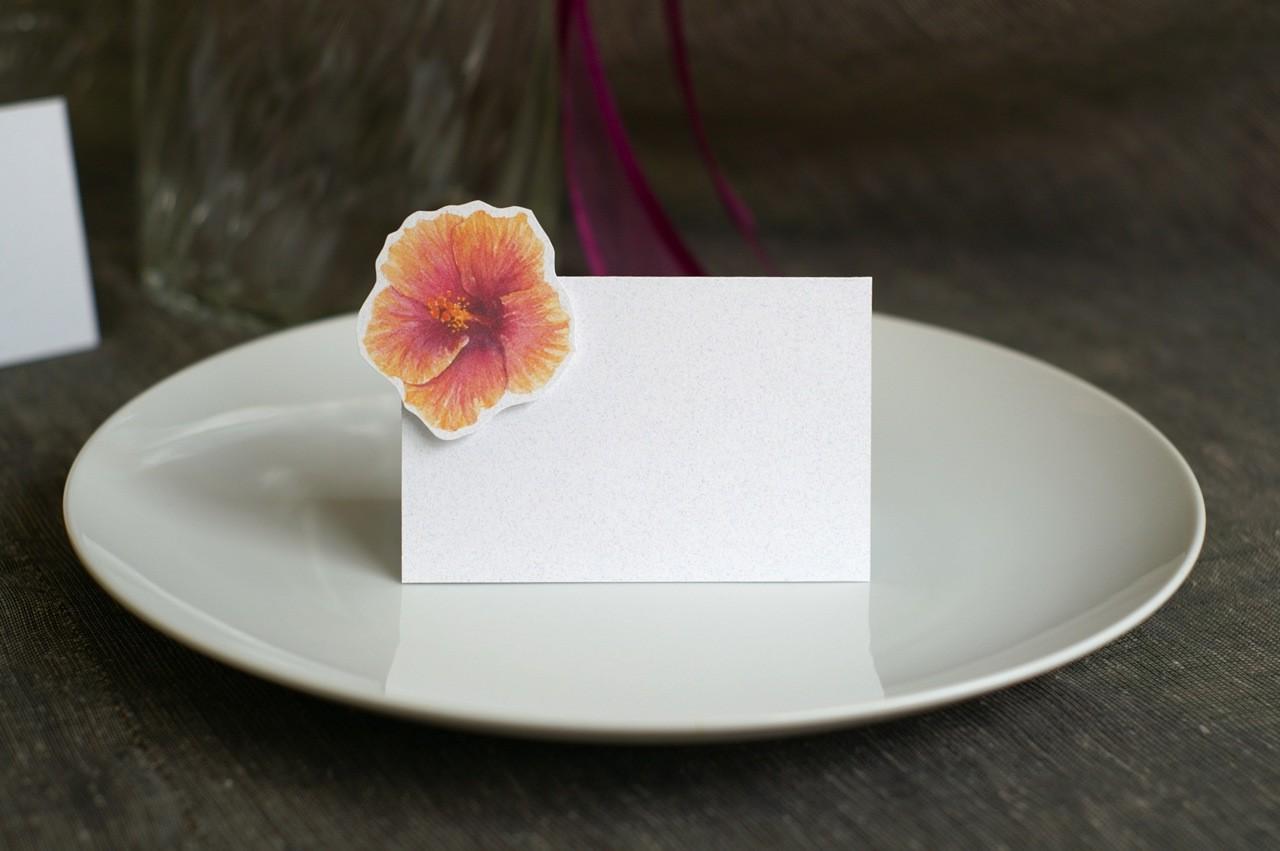 Orange Hibiscus - Place Card - Escort Card- Gift Card - Table Number Card