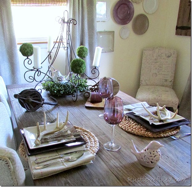 Tablescape to celebrate a special man on Father's Day. Using rustic touches and antlers for an added touch to say I love you.