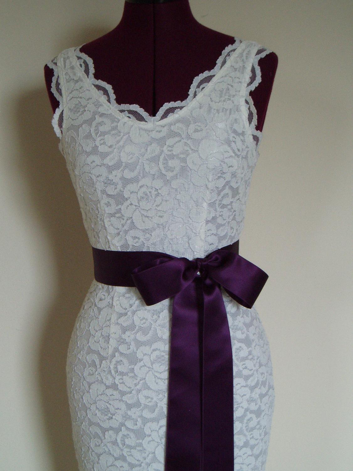 Bridal Wedding Dress Sash Plain EGGPLANT AUBERGINE PURPLE Bridesmaid Belt