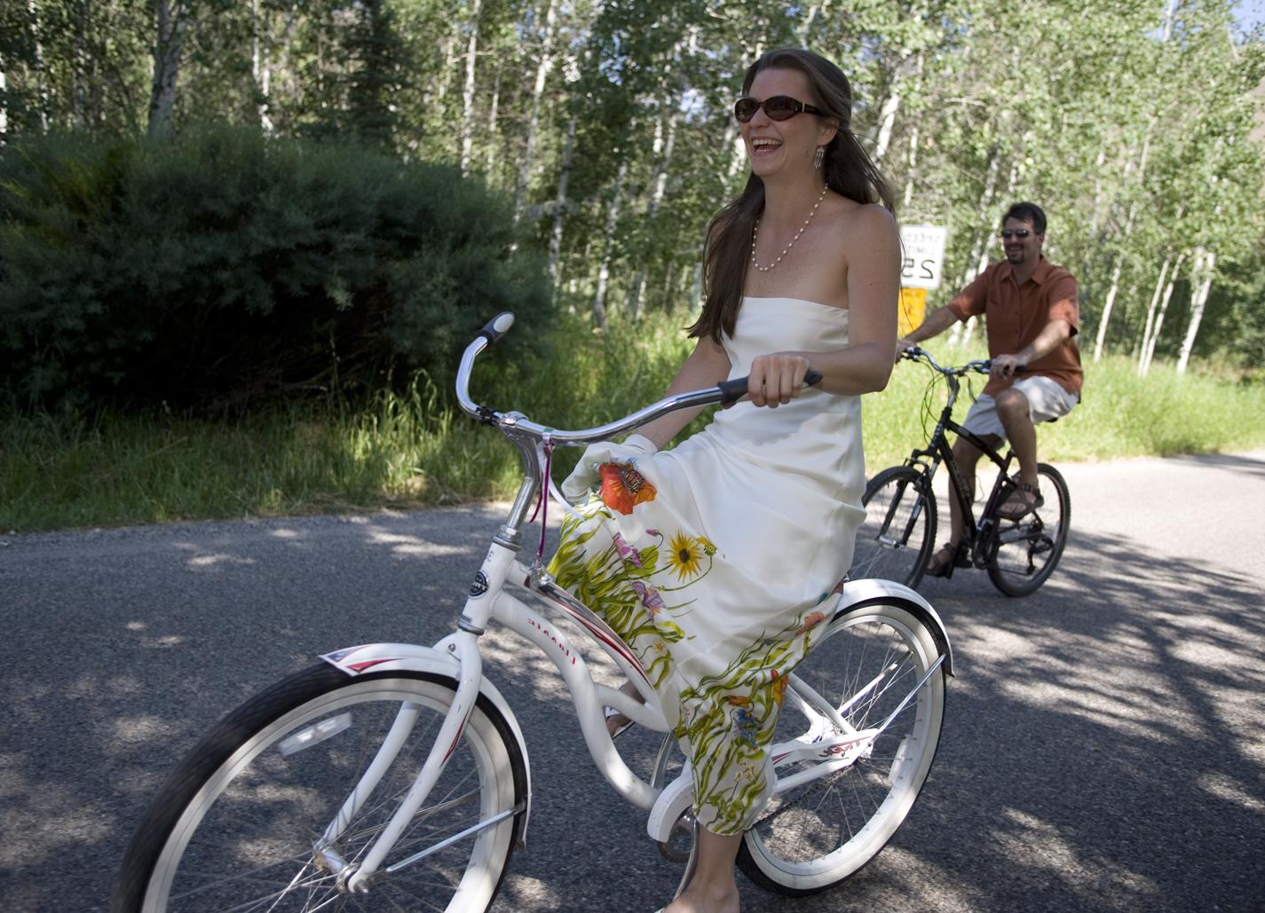 Bride riding to her wedding