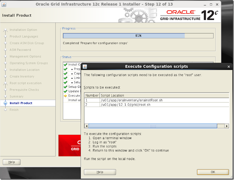 Grid Infra Install run root commands Grid Infra Install run root commands