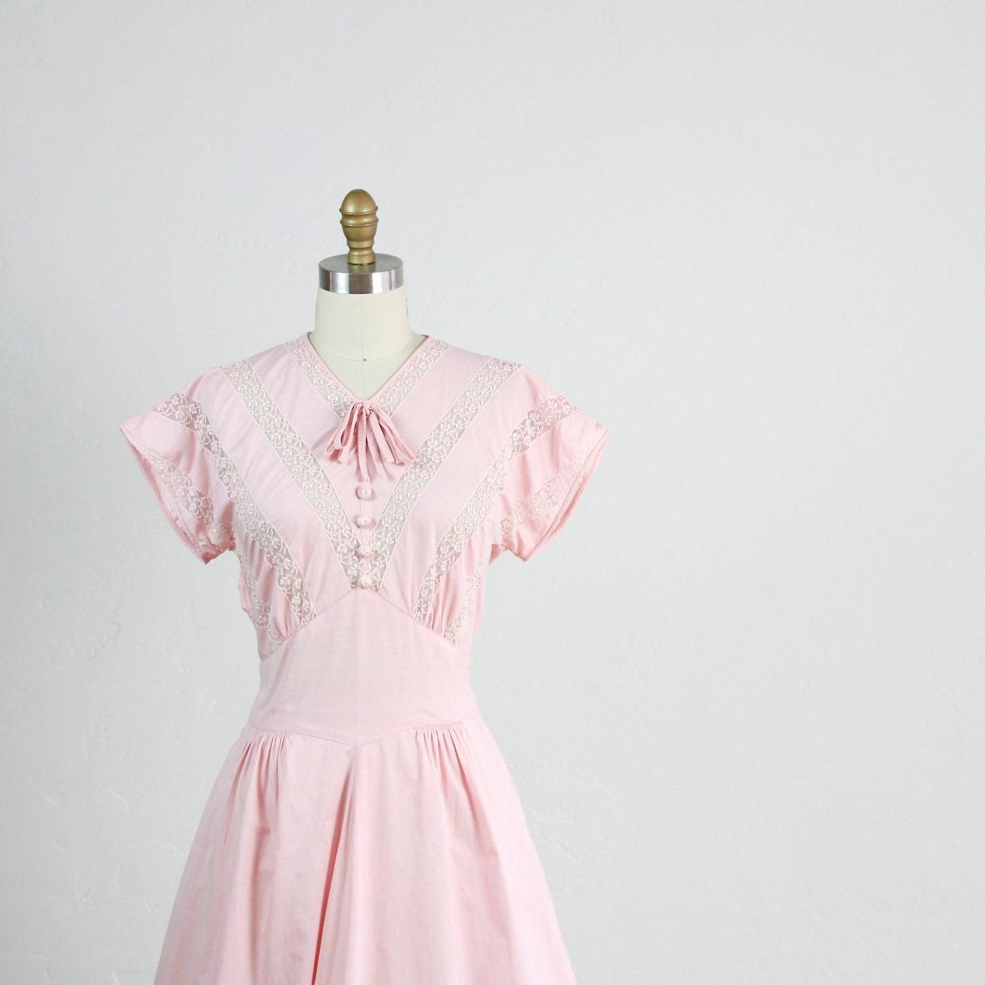 Pink Cotton & Lace Full Skirt
