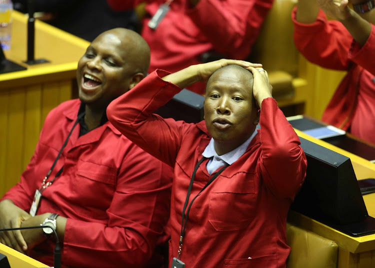 During last week's Sona, EFF leader Julius Malema, right, was accused of abusing his wife, Mantoa. She has now hit back about the accusation.