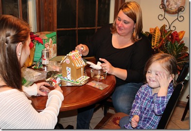 AK, Aunt Krista, & Zoey making a gingerbread house12