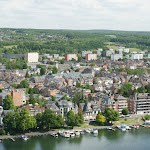 DSC05489.JPG - 1.06.2015. Namur;  widok z twierdzy dzielnicę Jambes i port &quot;Henri Halet&quot; (odszukać &quot;Ewę3&quot;); w tle Ardeny