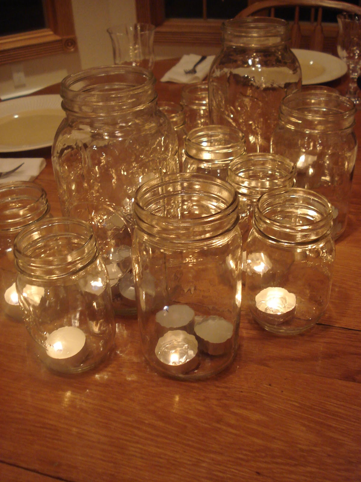mason jar centerpiece candles