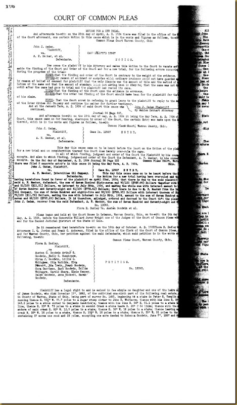 Flora E. Dudley file partitions law suit again Eda Irwin 1923 2