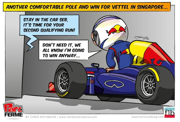 Очередной комфортный поул и победа Феттеля - комикс Chris Rathbone по Гран-при Сингапура 2013