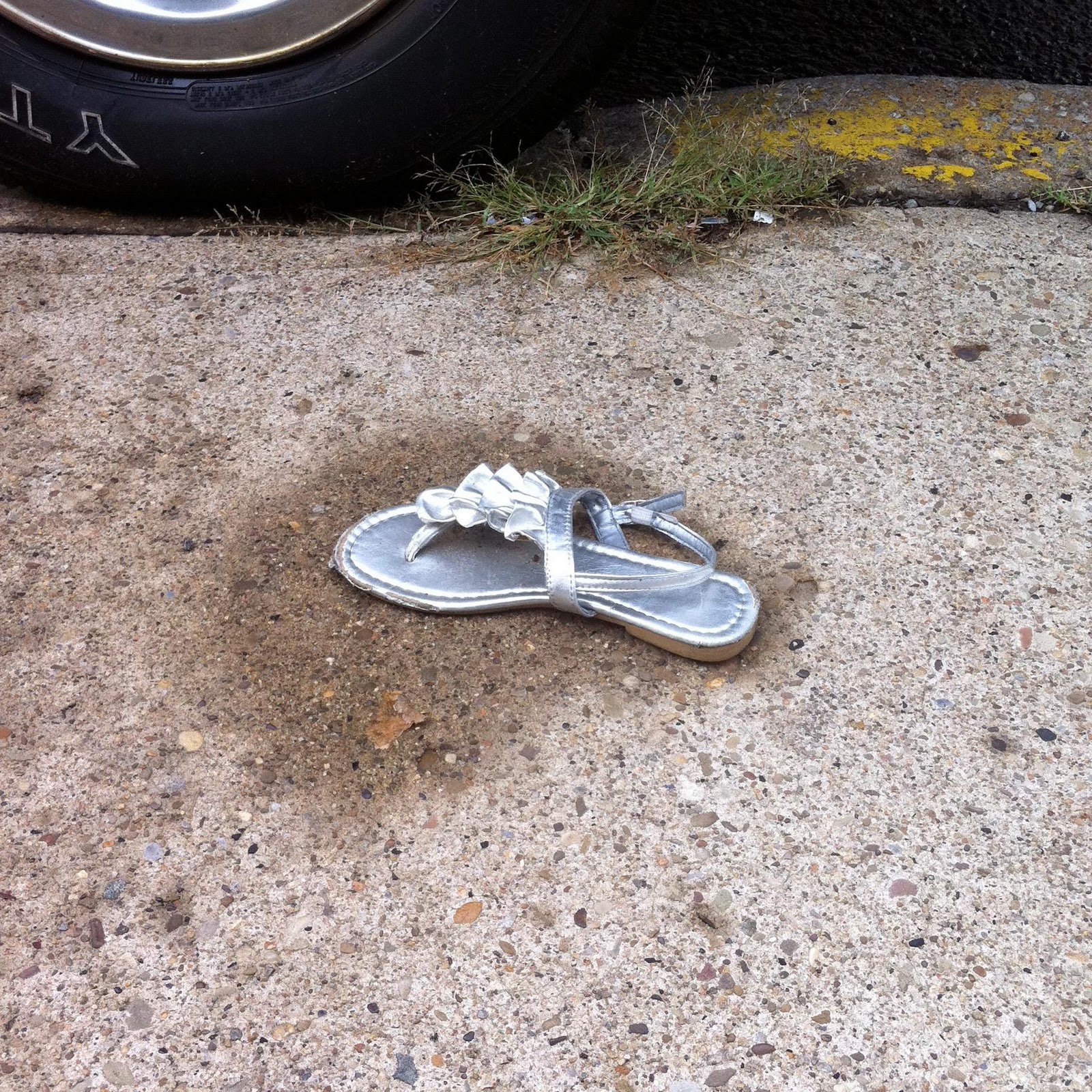 I found this silver sandal in Garfield on August 19.