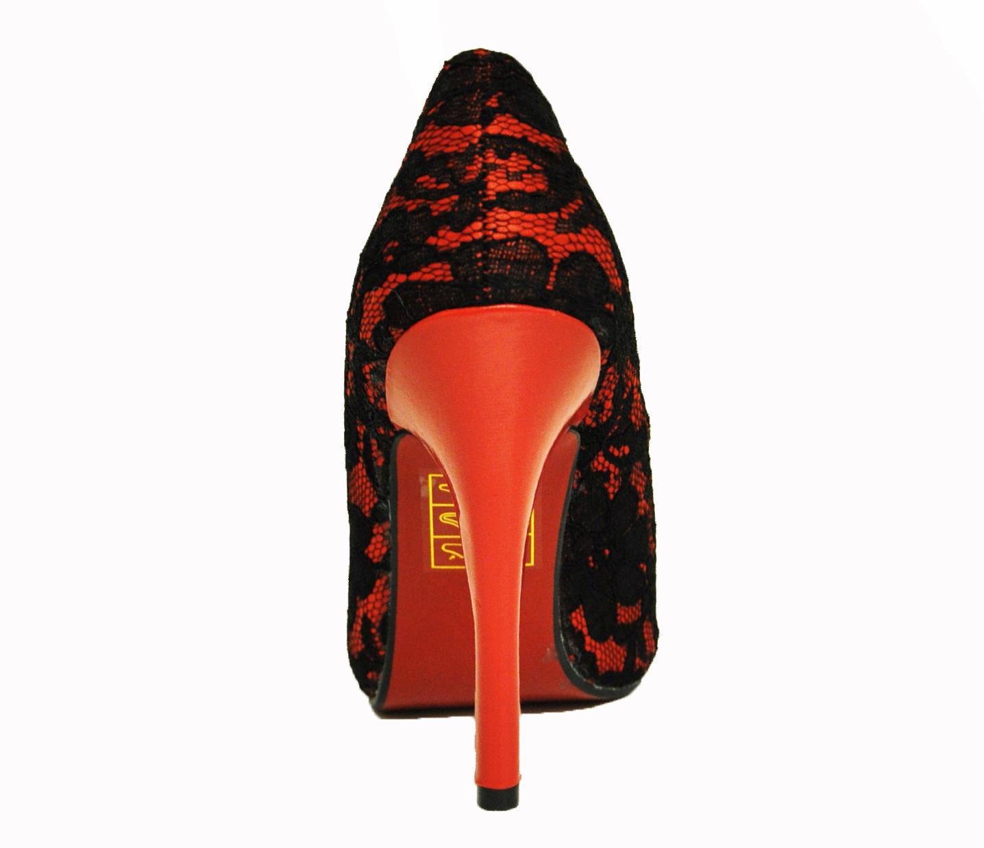 Gothic Red Satin Black Lace Bridal Shoes UK 3-8 SC914   eBay