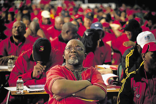 ANC secretary-general Gwede Mantashe listens to discussions on the third day of Cosatu's 11th national congress at Gallagher Estate in Midrand yesterday. Mantashe believes that the Marikana wage settlement puts South Africa on a risky path Picture: DANIEL BORN