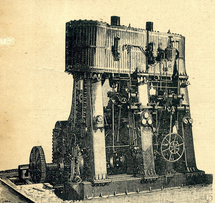 Maquina de vapor del buque. Revista de Navegación y Comercio. Año 1893.jpg