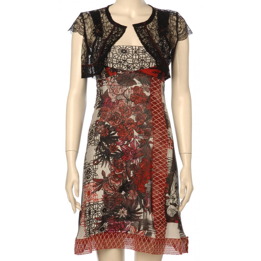 and Red Floral Print Dress