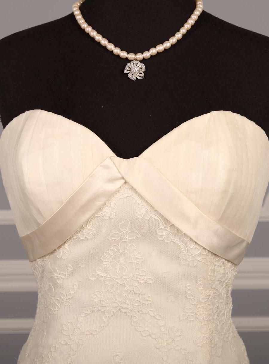 Sweetheart Floor Length Alencon Lace  Silk Organza Wedding Dress Style 467