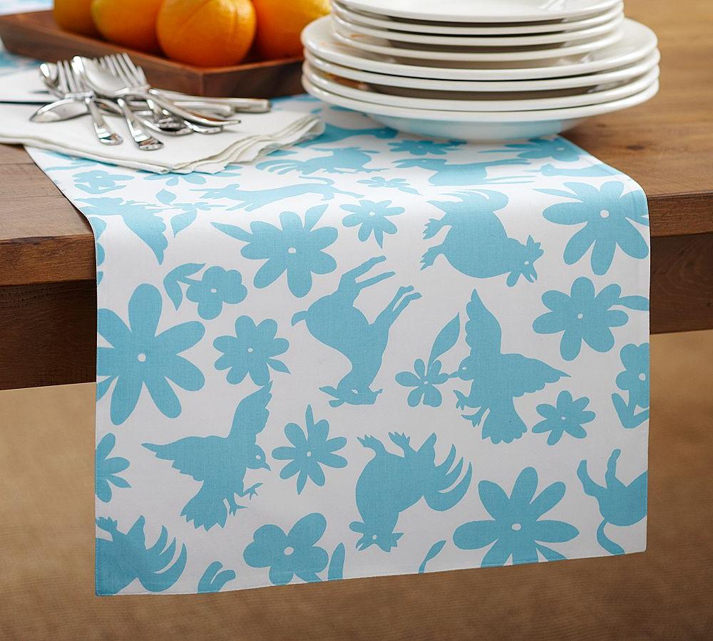 teal wrapping paper table