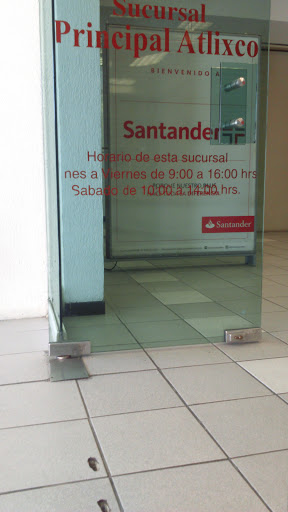 Banco Santander, Portal Morelos 1, Centro, 74200 Atlixco, Pue., México, Institución financiera | PUE