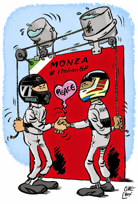 перемирие Нико Росберга и Льюиса Хэмилтона перед Гран-при Италии 2014 - комикс Cirebox