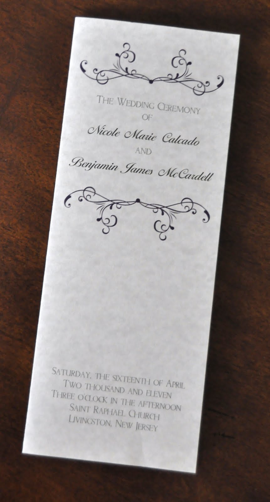 sample wedding programs