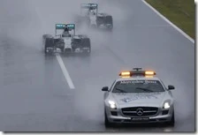 Le due Mercedes dietro la safety car