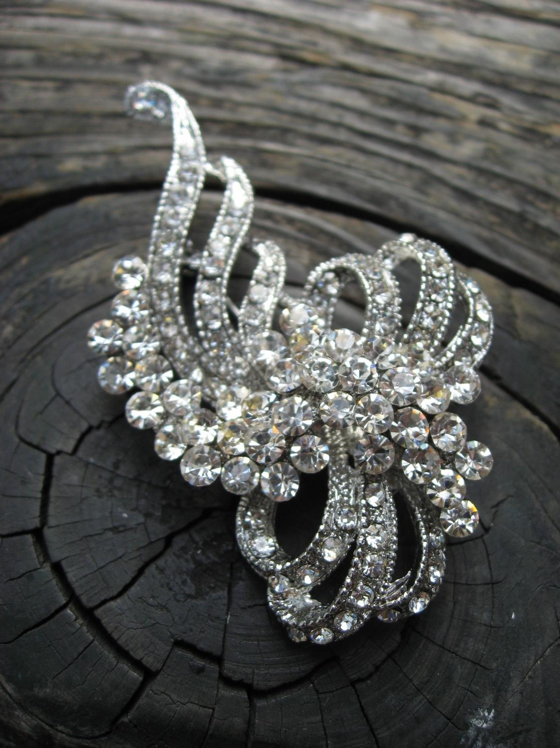 French garden sparkle - sparkle rhinestone for wedding bridal hair comb