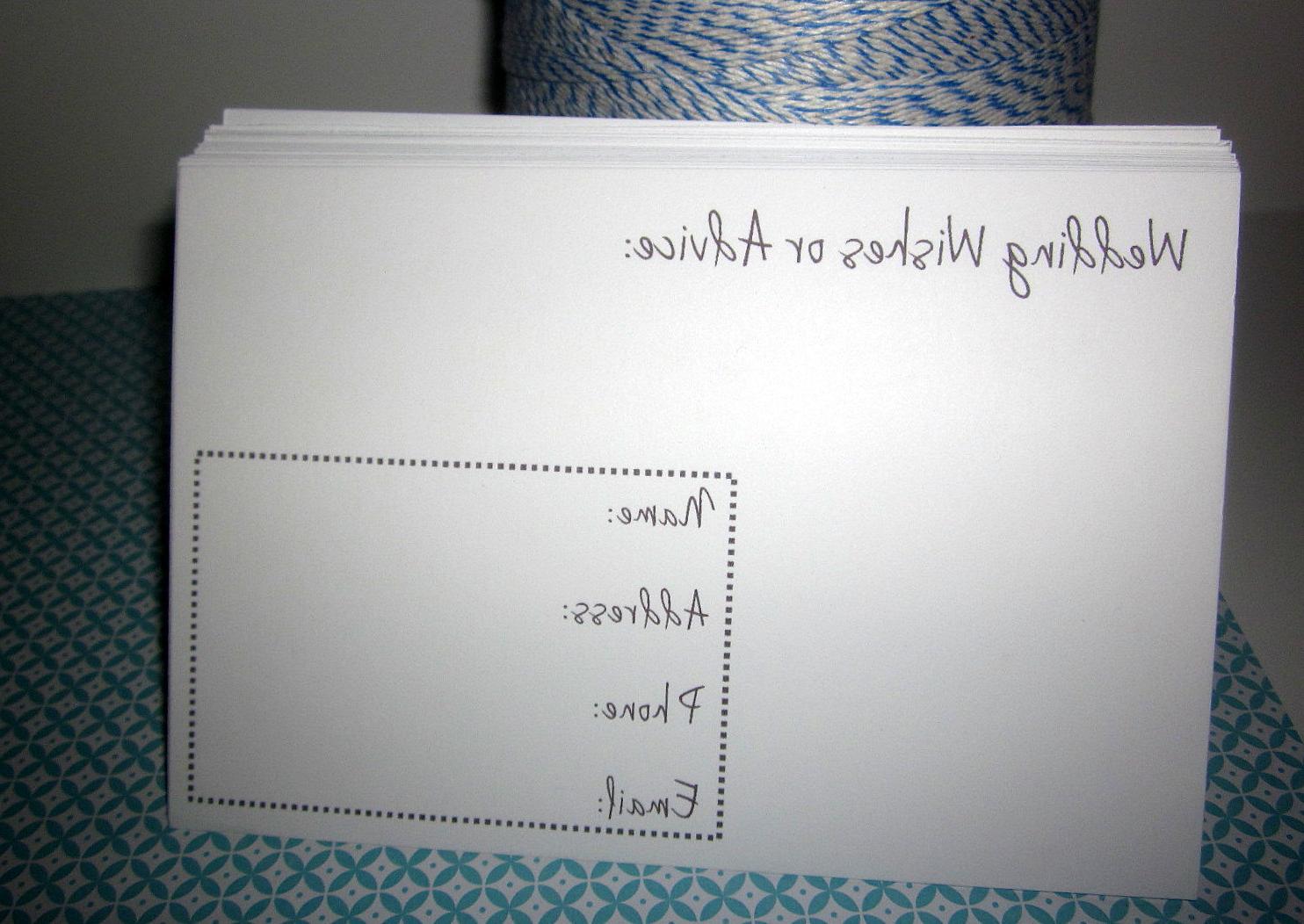 Set of 100 Super Cute Wedding Wishes  Guest Book Cards. From rfrantzdesign