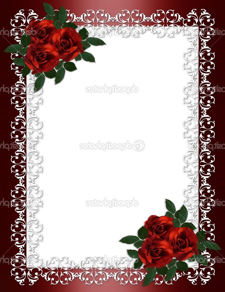 Ornamental frame, red roses on