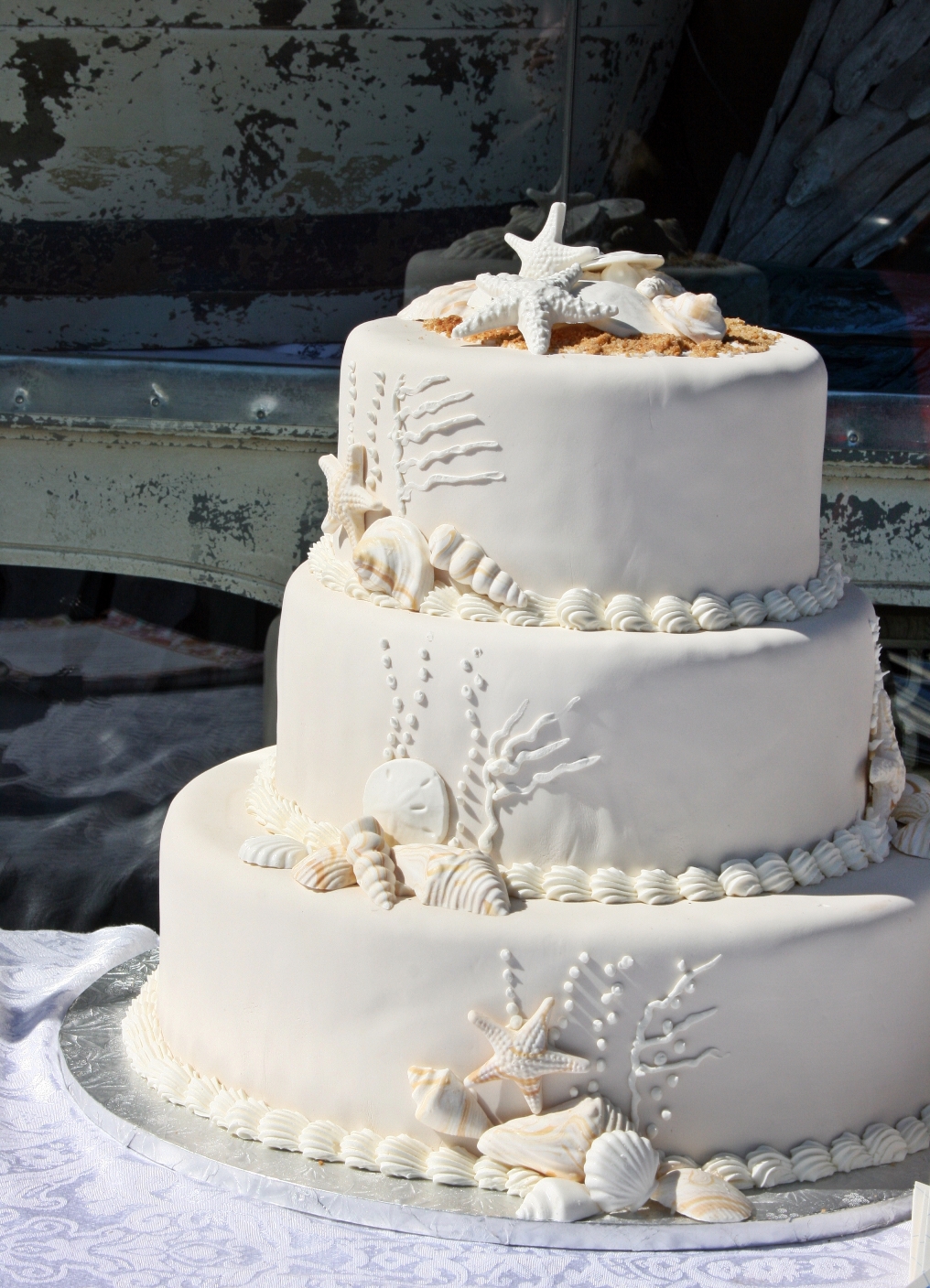 Three tier fondant cake, BEACH