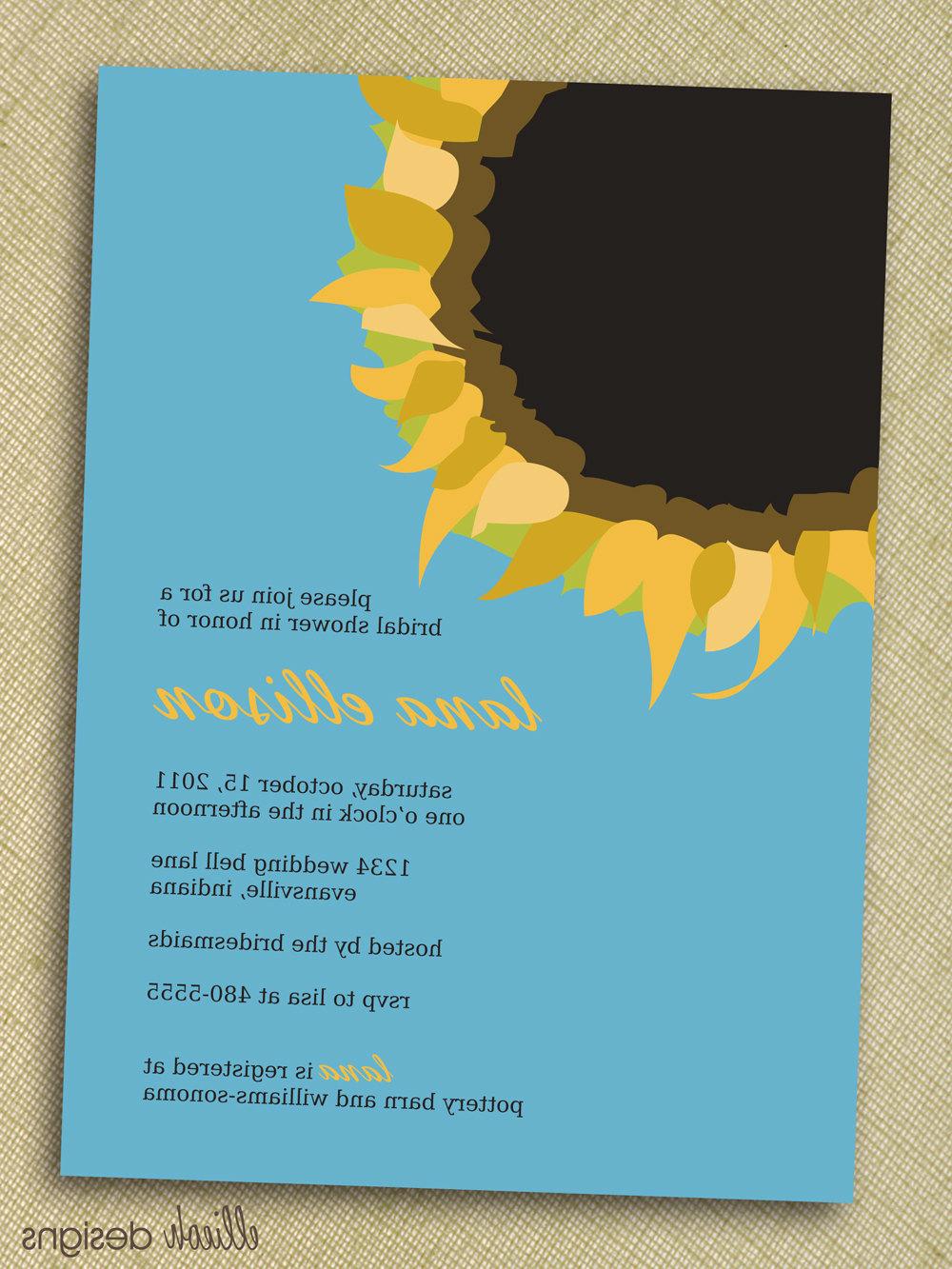 DIY custom printable sunflower wedding shower invite 5x7 digital file