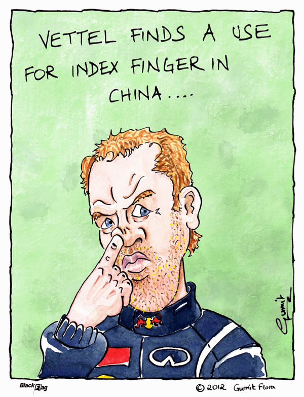 Себастьян Феттель ковыряется в носу на Гран-при Китая 2012 - комикс Black Flag