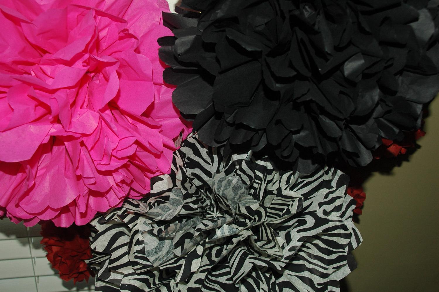 Tissue paper pom poms - Hot