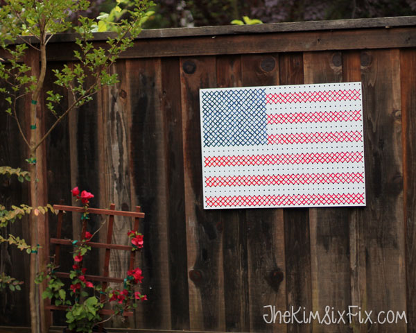 American flag cross stitch beadboard