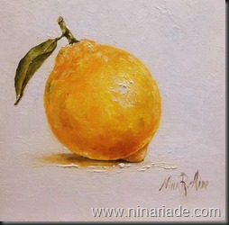 Lemon with Leaf 6x6 2