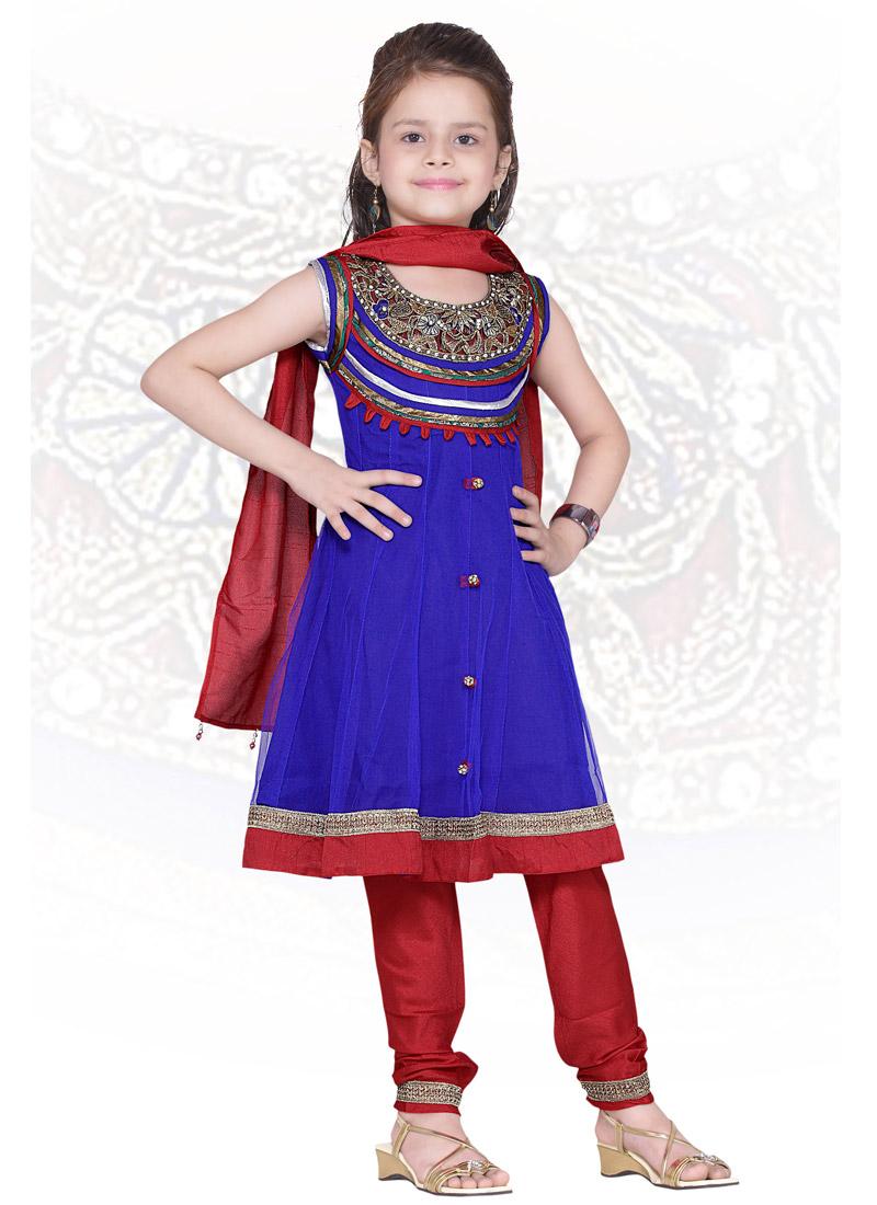 Royal Blue Net Anarkali