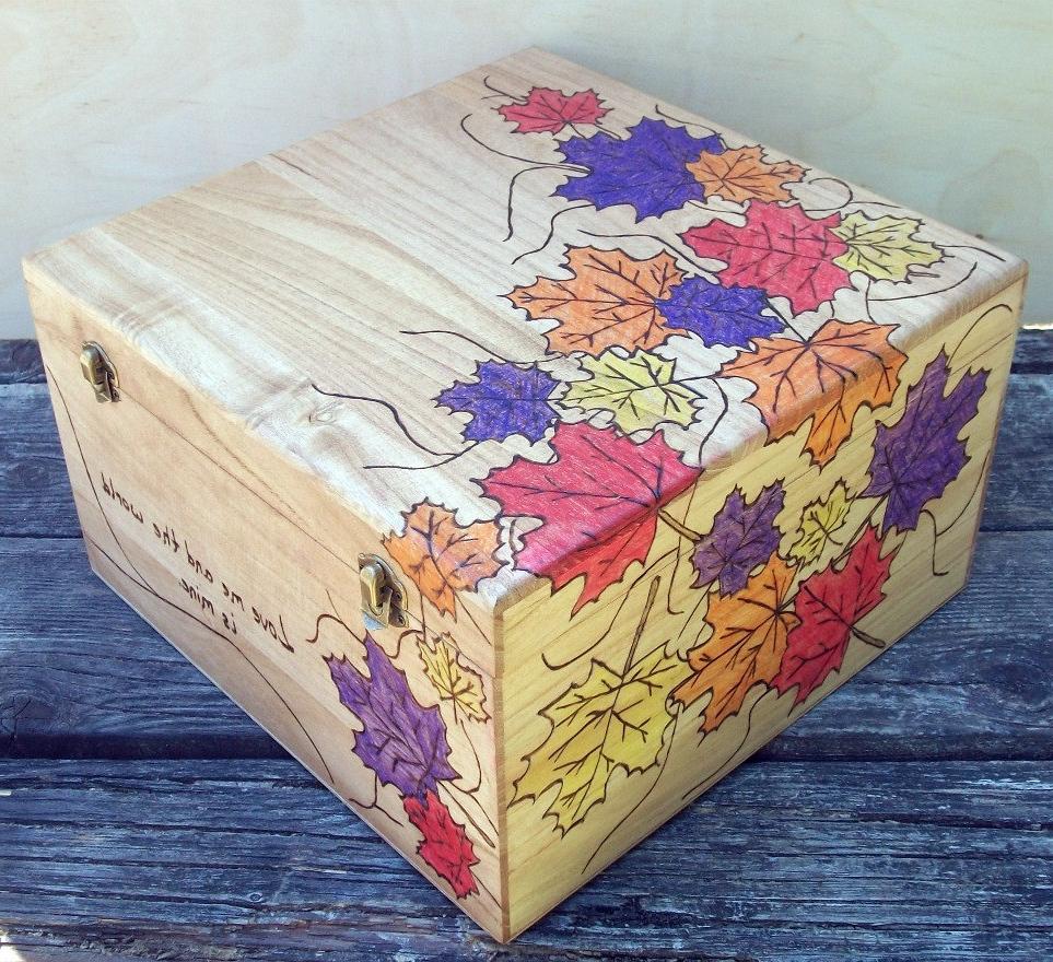 Wedding Gift Card Box Wood With My Maple Leaves Design. From inspiredbymarie