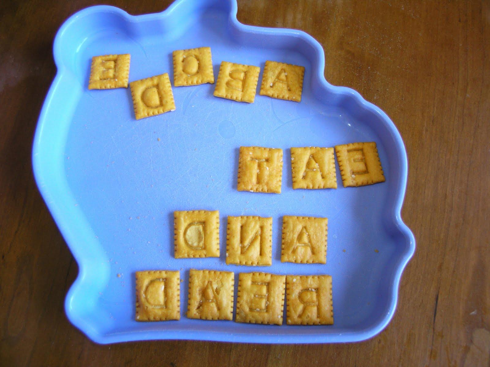 cheesy, edible letters.