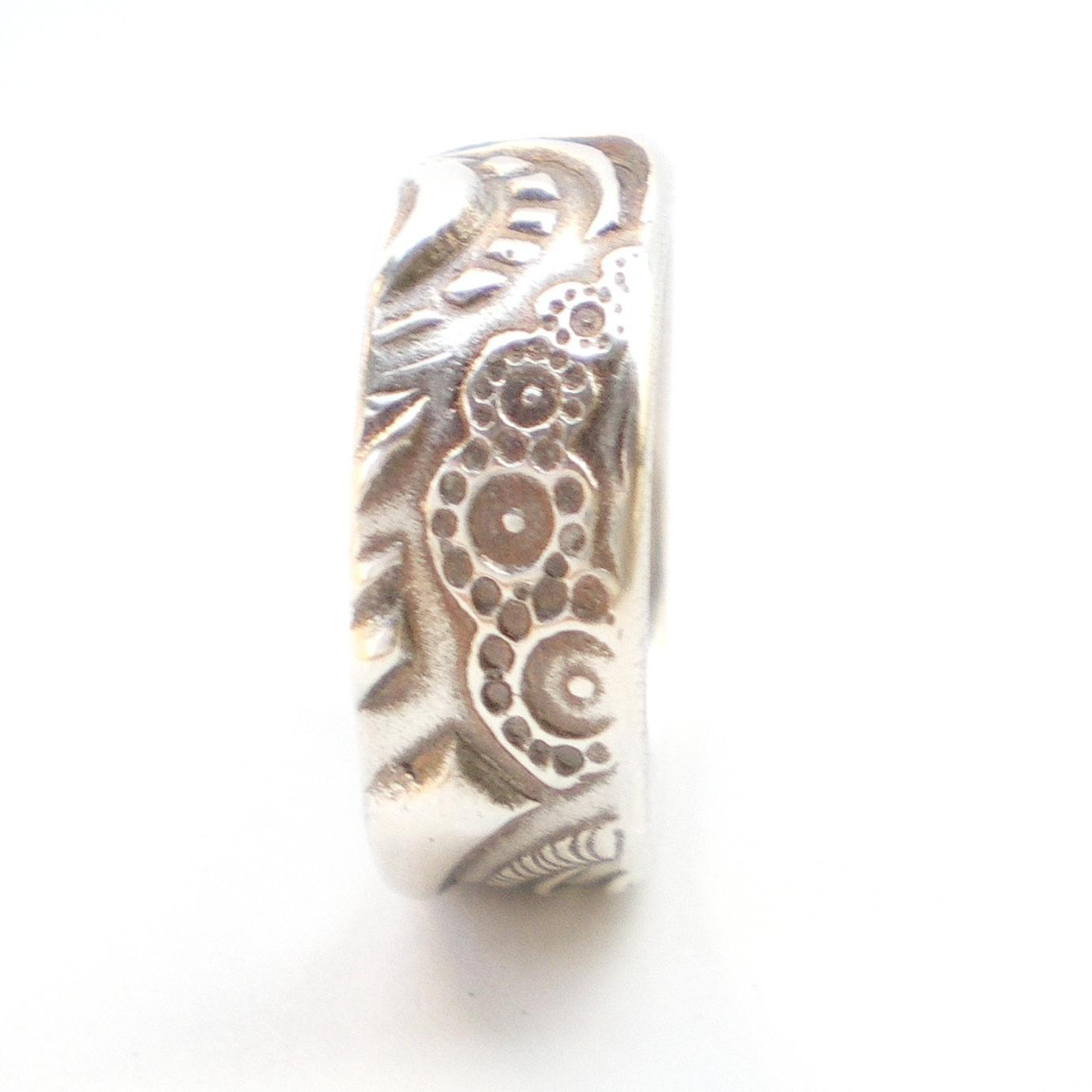 Wide Silver Ring with Paisley