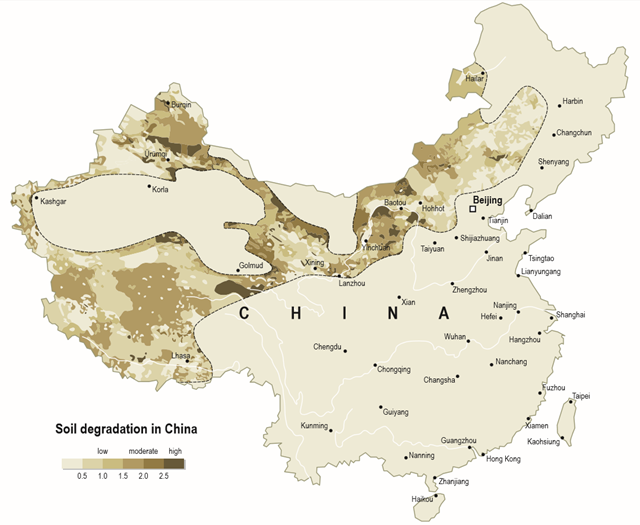 Soil degradation in China. Graphic: UNCCD