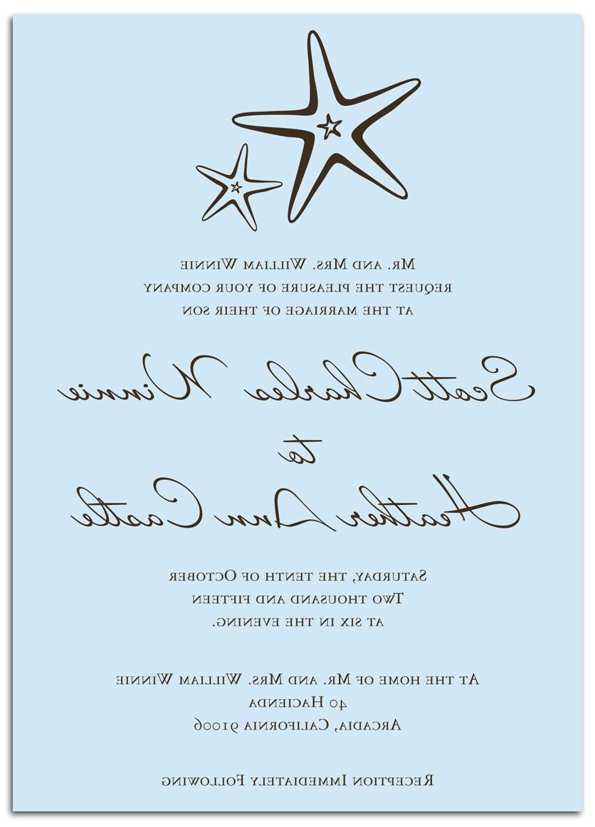 Simple Starfish Wedding Invitation - Premium Ultra Thick Cardstock   Paper