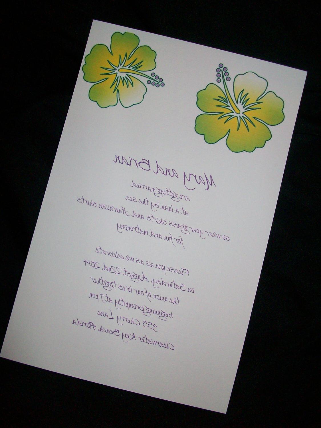 Island Flower Personalized Wedding Invitations   Set of 50