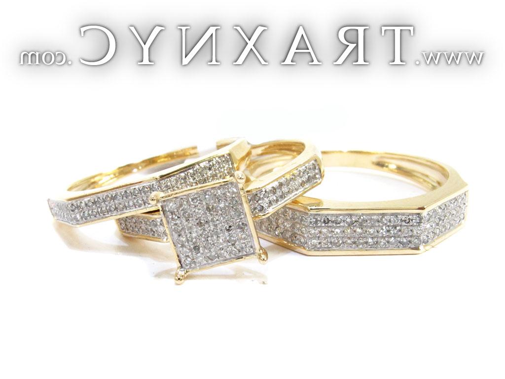 Full Size Picture for Yellow Gold Round Cut Prong Diamond Ring Set