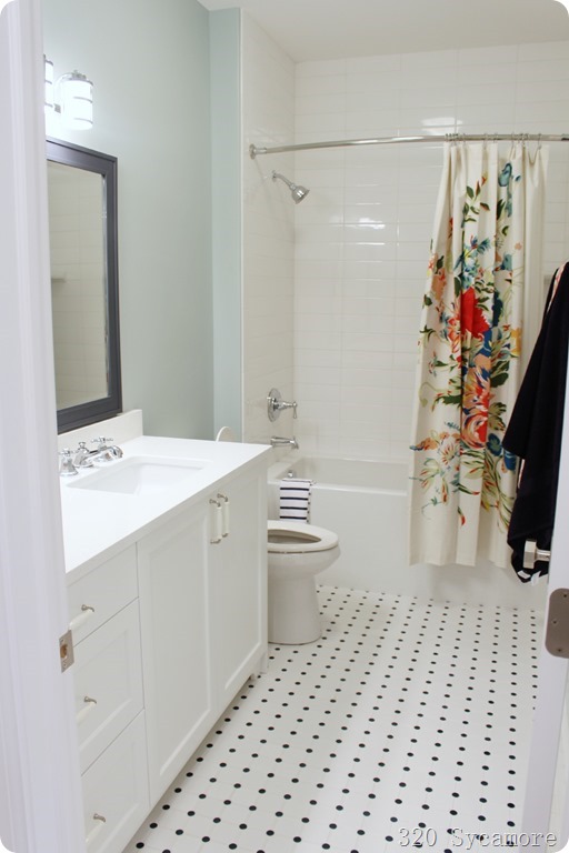 white black tile in bathroom