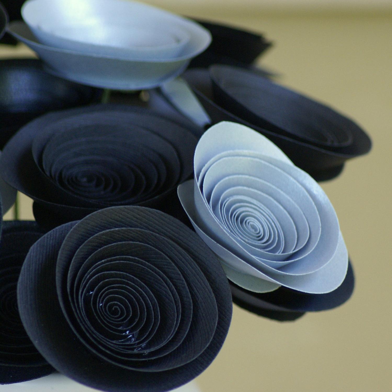 Black and Silver Paper Flowers
