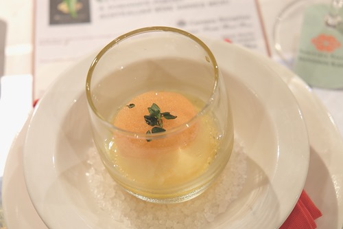 Carrot air with orange sorbet at Food Innovation & Dominique Portet Australian Wine Dinner 